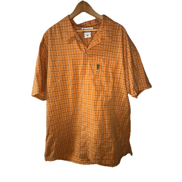 Size XL - Men’s Columbia Button Up Short Sleeve Shirt Orange Fall - Picture 1 of 8